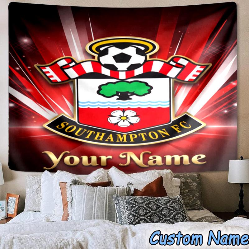 Custom Name Southampton Fc Crest Hanging Tapestry Background Tapestry for Bedroom Living Room Dorm,Home Party Wall Decoration,Fan Gifts