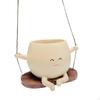 Hanging Flower Pot Plant Vase Decorative,Resin Planter,Smiling Face Sculpture for Garden