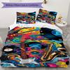 Black & White Splatter Guitar Print Bedding Set, Rock Music Duvet Cover Set(1 * duvet cover + 2 * pillowcase, without core)