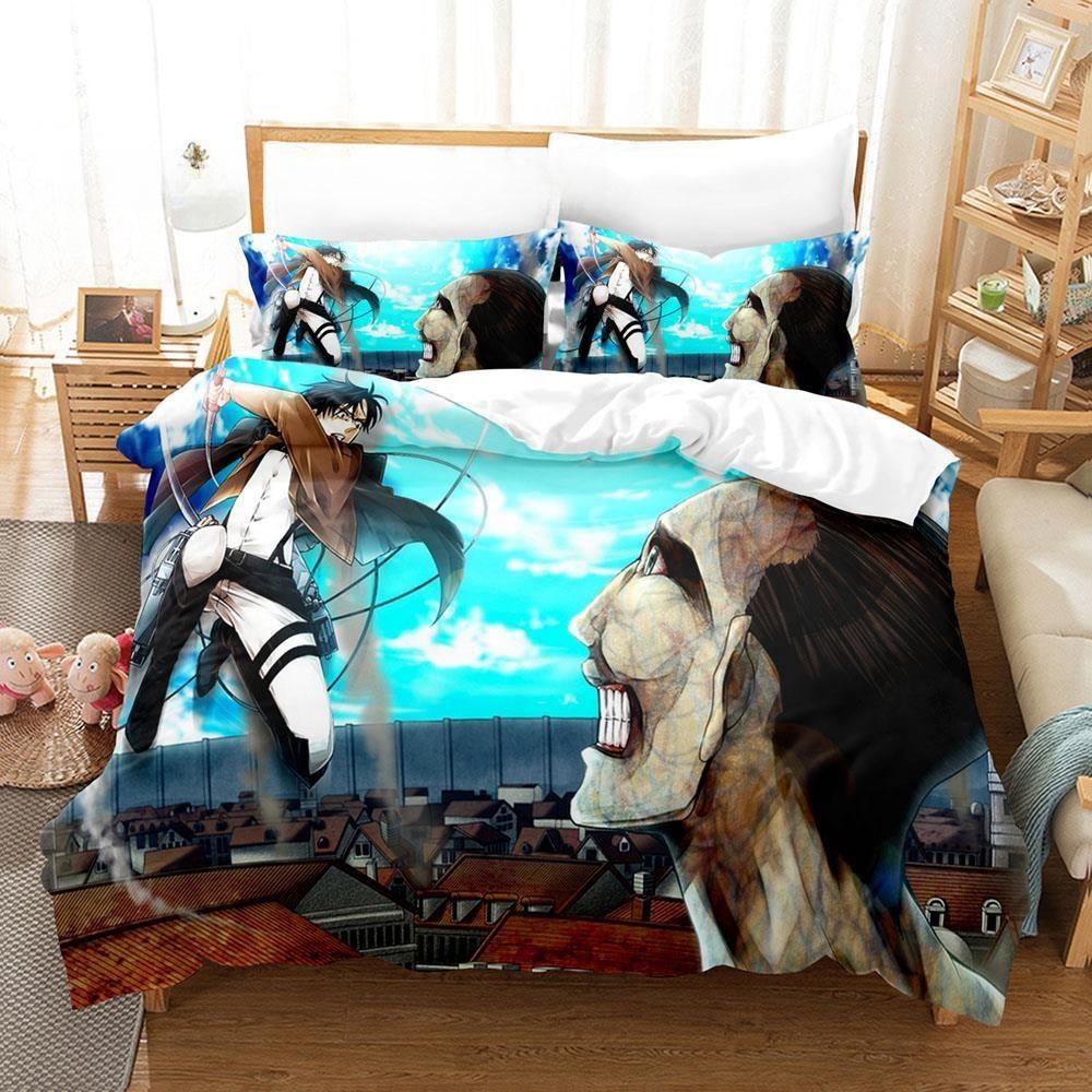 New Attack On Titan Bedding Set Single Twin Full Queen King Size Bed Set Adult Kid Bedroom Duvet Cover Sets Anime Bed Sheet Set