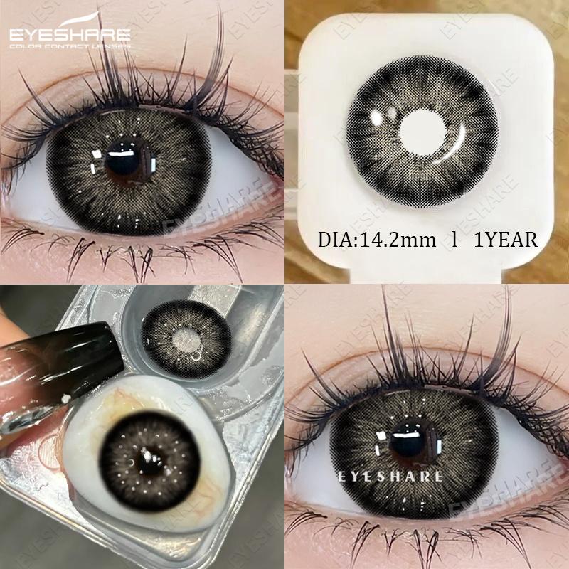 Eyeshare Colored Contact Lenses Black Natural Yearly Disposable Soft Lenses Blue Contact Lenses Purple Fashion Colored Lenses 1 Pair