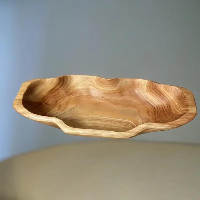 1 шт. Деревянный поднос для закусок - Многофункциональное блюдо для фруктов, орехов, десертов, Деревенская сервировочная миска для вечеринки, дома, кухни