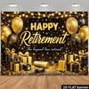 2D Plane Travel Vacation Theme Retirement Party Background Cloth, with the Words "HAPPY Retirement" and "The Has Retired" Zyc
