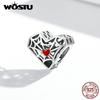 Retro Spider Web Pattern Hollow Heart 925 Sterling Silver Charm Beads Fit Bracelet Bangle Fine Jewelry