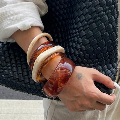Salircon 5 Стилей Разнообразные Винтажные Бохо Широкие Геометрические Смоляные Коричневые Браслеты Женская Мода Неправильные Массивные Браслеты Ювелирные Изделия Подарок