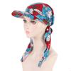 2025 Print Pre-Tied Hat Women Muslim Long Tail Headscarf Hijab Turban Visor Chemo Cap Bonnet Hair Loss Head Wrap Turbante Mujer