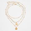 Starfish Shell Multilayer Necklace Heart Pendant Clavicle Chain Women Bohemia Style Necklace  Girls