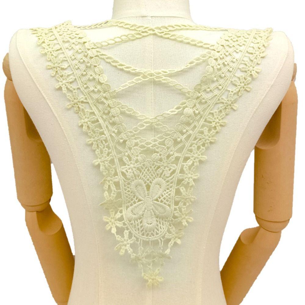 Молочная шелковая цветочная neckline воротник DIY вышивка кружевная аппликация ткань полая отделка кружевная ткань