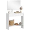Entryway Console Table with Mirror, Drawer and Shelf Hallway Furniture for Corridor 91.5x27.9x85.5 Cm White