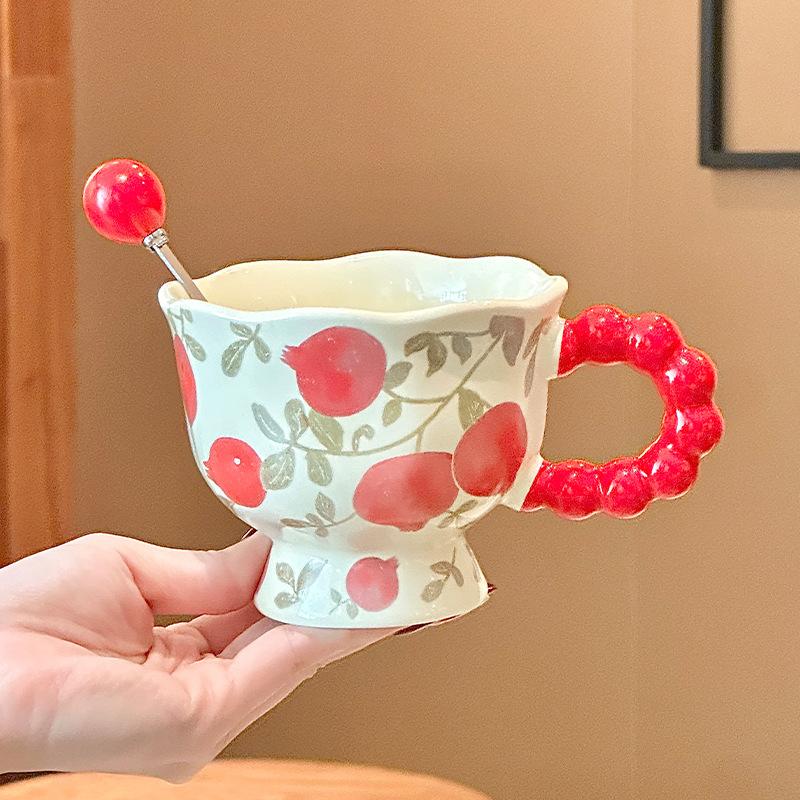 Ins Wind Cute Fruit Ceramic Mug Girls High Value Ceramic Water Cup Children's Breakfast Cup Birthday Gift