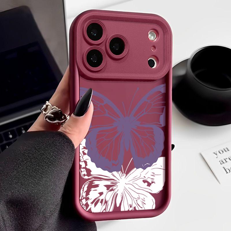 Красочный чехол-бампер из мягкого ТПУ с бабочкой для iPhone Air 16e 17 16 15 14 Pro Max 13 12 Pro 15 16 14 Plus Противоударный силиконовый чехол