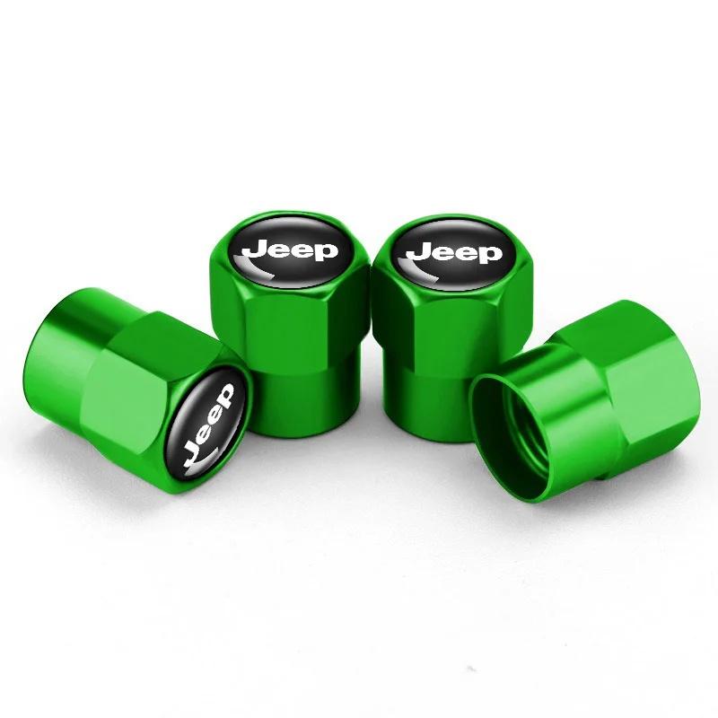 4Pcs Aluminum Alloy Car Tire Valve Stem Caps for Jeep Renegade Wrangler JK JL Grand Leakproof Dustproof Auto Wheel Accessories