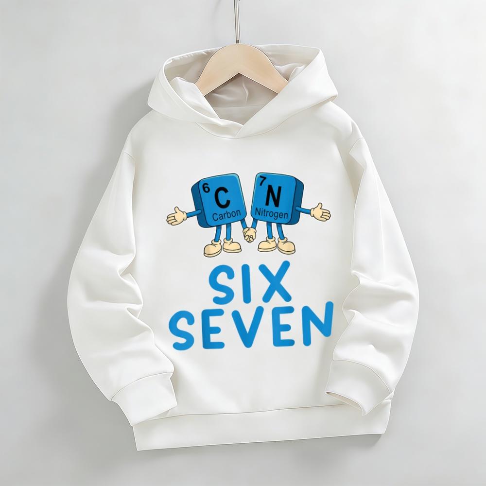 6 7 Meme hoodie children's sweatshirt, funny six seven cartoon print boy sweater, girl long-sleeved jacket