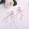 Sweet Bowknot Keychain Pearl Beads Bag Charm Fashion Ribbon Key Chain