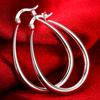 100% 41MM 925 Sterling Silver Smooth Circle Big Hoop Earrings For Women Lady Fashion Charm High Quality Wedding Jewelry