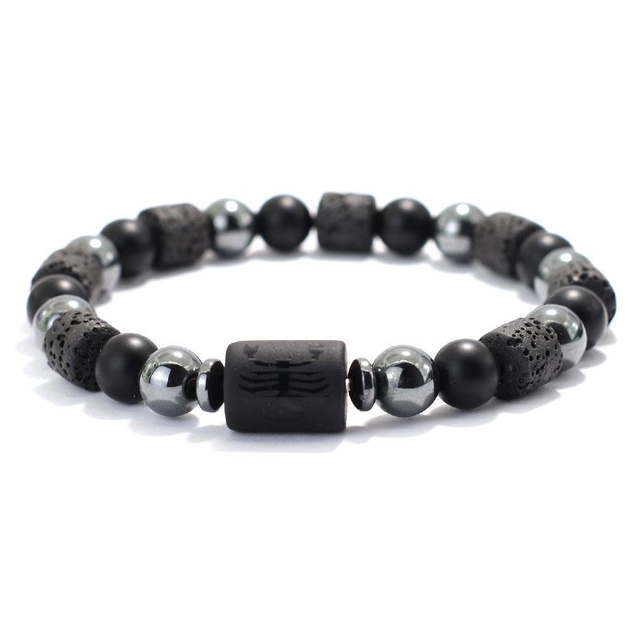 Twelve Constellations Men Bracelet Obsidian Lava Stone Braclet Retro Beads Hematite Yoga Healing Braslet Couple Wrist Accessories Gift For Him