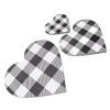 3Pcs Heart Shaped Wood Sign Plaid Wooden Wall Decor Rustic Hanging Plaque for Kitchen Bedroom Bathro