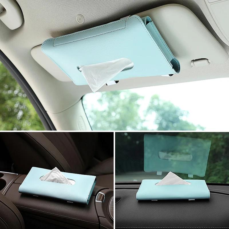 1Pcs Car Sun Visor Tissue Box Holder Car Tissue Box Auto Interior Storage Decoration For Universal Car Accessories