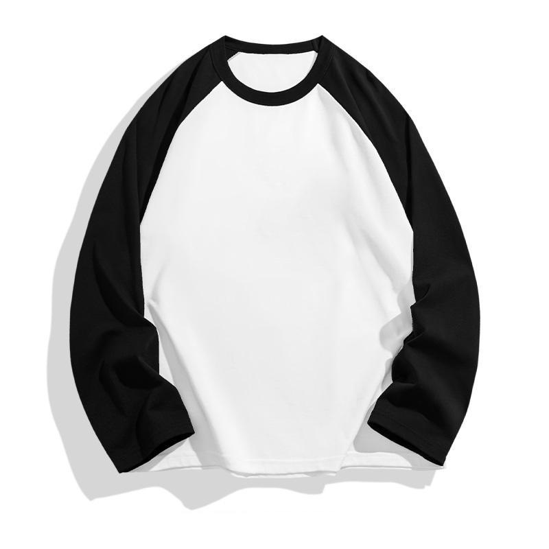 Футболка с длинным рукавом из хлопка 200 г, цветные блоки, женская летняя, свободная, гладкая, силуэт, универсальный, круглый вырез, повседневная, простая