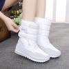 Snow Boots Women Shoes 2025 Hook & Loop Mid-calf Women Winter Boots Round Toe Solid Warm Plush Shoes Woman