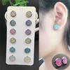 6Pairs/Set Fashion Amethyst Natural Stone Quartz Ear Stud Crystal Jewelry Durzy Earrings
