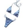 2Pcs/Set Split Bikini Padded Bandage Sexy Color Bikini Backless Pure for Swimming