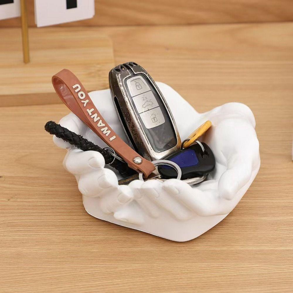 Resin Hand Shaped Key Tray Decorative Key Storage Tray Palm Ornament Cupped Hands Tray Bedroom