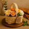 Soap Flower Bouquet Large Orange Wicker Basket