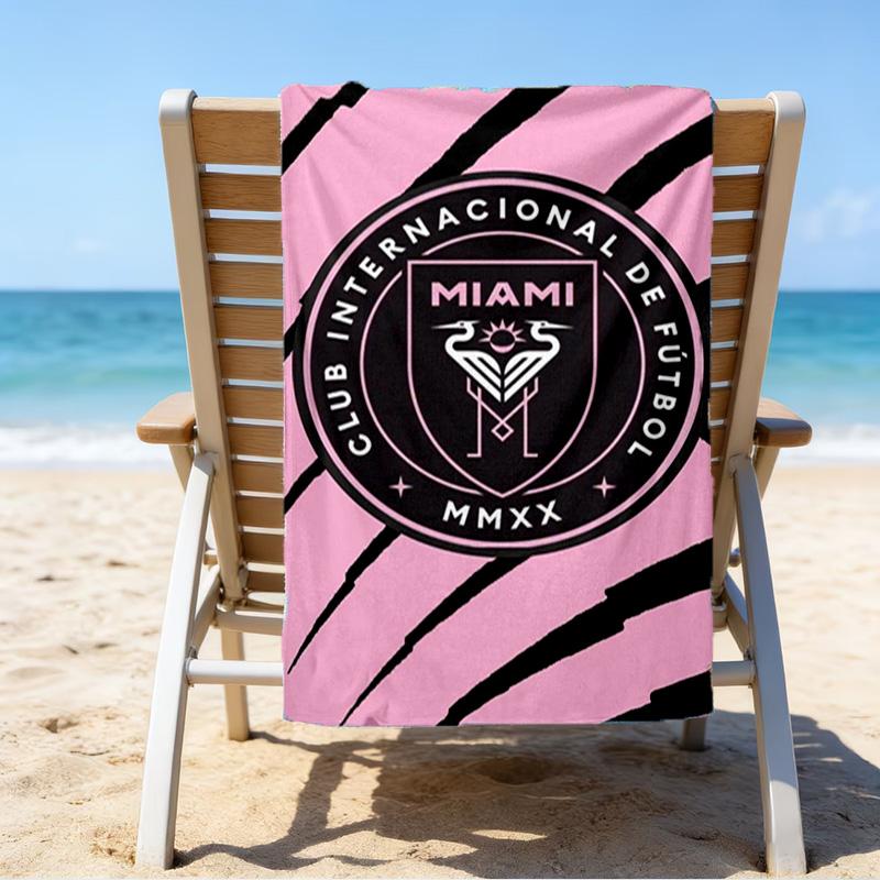 Пляжное полотенце с принтом эмблемы Inter Miami CF, Супермягкая микрофибра, Идеальный подарок на день рождения, для бассейна, пляжа, путешествий, для семьи и друзей