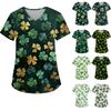 Women's Fashion Casual Short Sleeve Button St. Patrick's Day Printed V-Neck Top