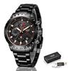 Мужские водонепроницаемые часы с хронографом, LIGE