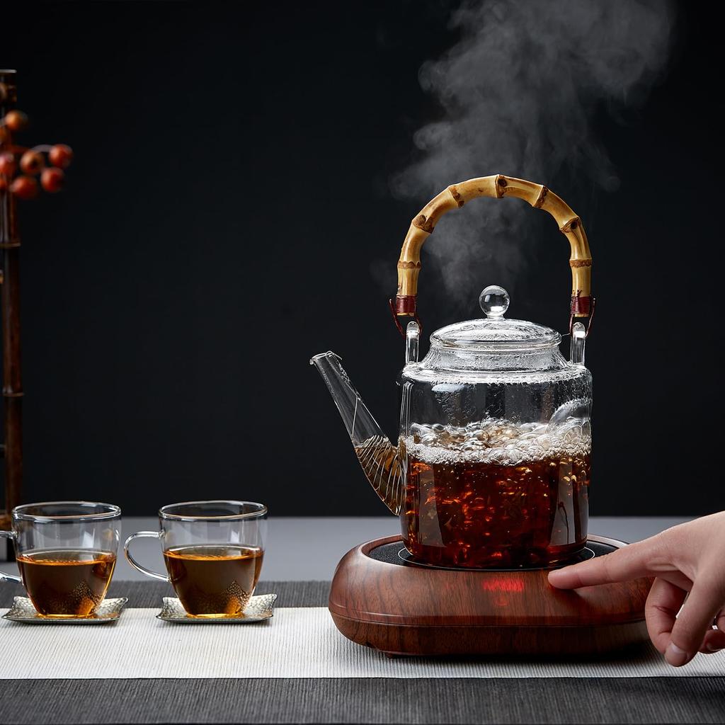 Pokaro Tea Wild Heat-Resistant Glass Teapot, 1350ml Capacity, Suitable for Direct Heat and Gas Ranges