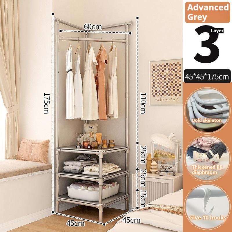 Multi-layer Coat Rack Floor Hanger Vertical Simple Vertical Clothes Hanger Corner Bedside Table Clothes Storage Cabinet Family