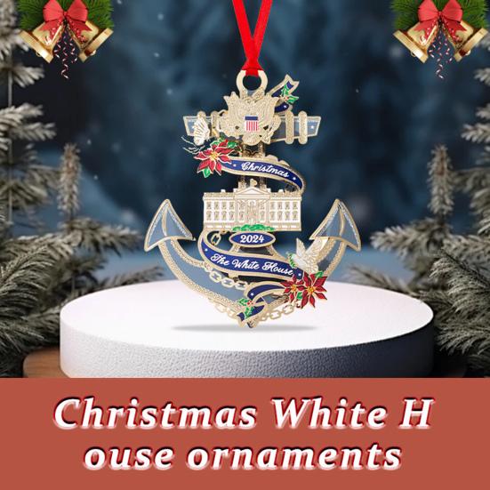 2024 Белый дом Подвеска 2D Акриловый Рождественский Подвесной Орнамент Национальный Символ Патриотический Орнамент