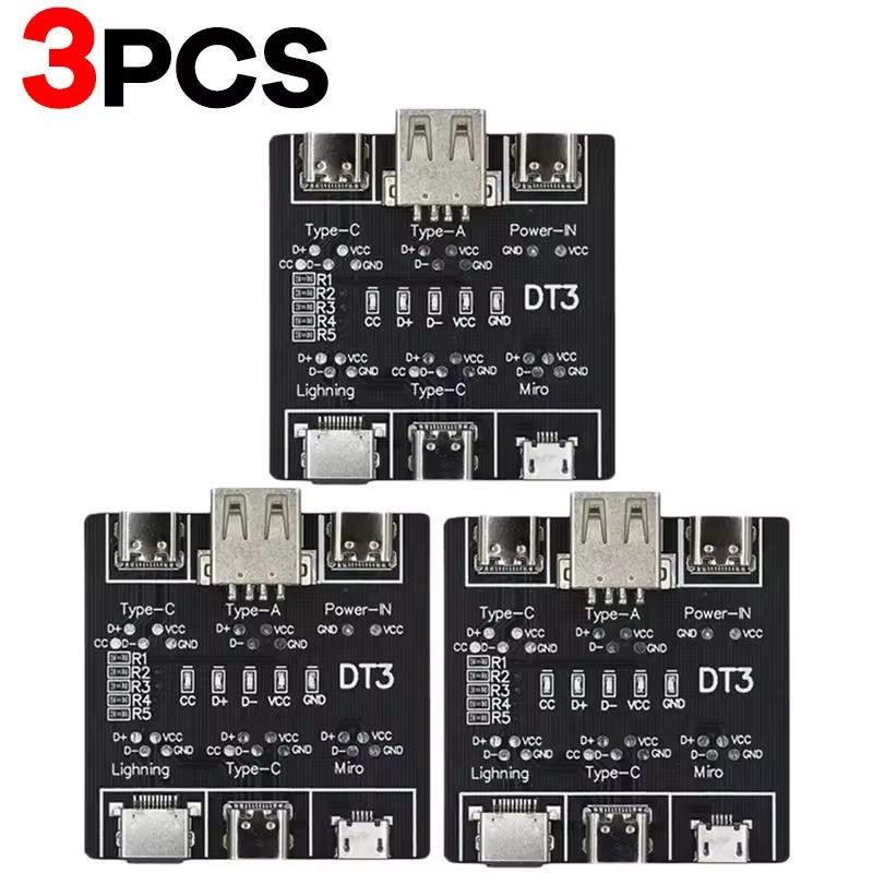 Тестер USB-кабелей DT3 для IOS Android Micro Type-C, плата для тестирования на короткое замыкание, вкл/выкл, инструмент, плата для обнаружения кабелей данных DT3