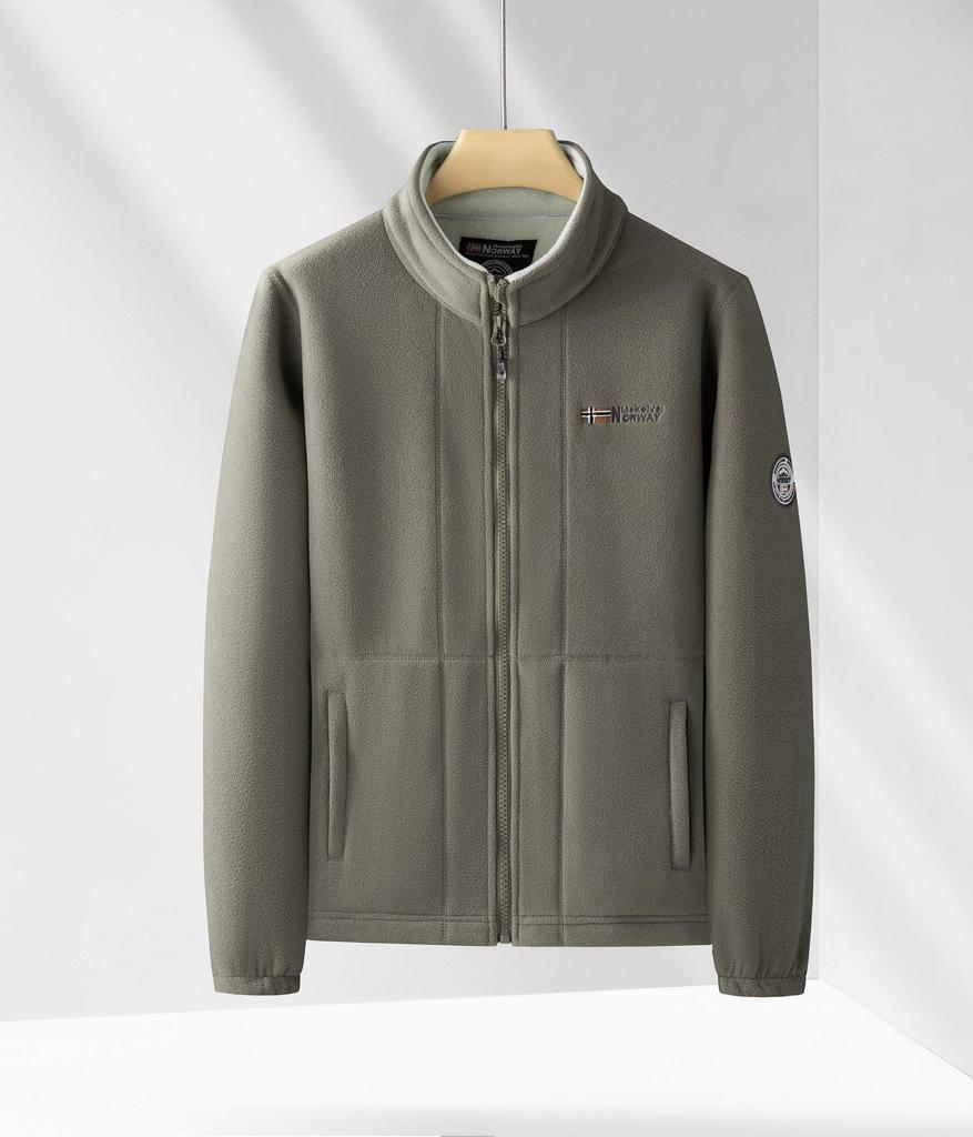 Норвежская мужская куртка из полар-флиса с одинарным плюшем, утолщенная - Осенне-зимняя теплая, свободного кроя, большого размера