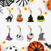 8Pcs Halloween Ornaments Gnome Pumpkin Ghost Black Cat Haunted House Halloween Hanging Pendant Holiday Party Decor