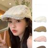 Japanese Retro Solid Color Striped Beret Women's Spring and Summer Literary Retro Versatile Face Small Thin Newsboy Cap