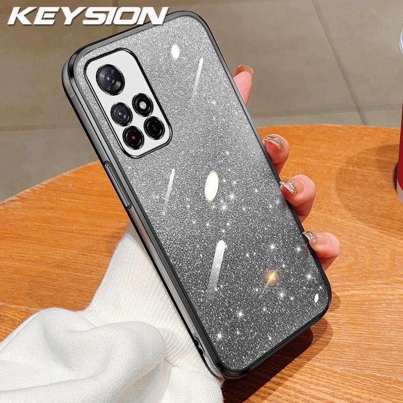 KEYSION Роскошный чехол-бампер с покрытием и блестками для Xiaomi POCO M4 Pro 4G 5G, прозрачный, из мягкого ТПУ, противоударная задняя крышка для POCO M4 Pro 5G