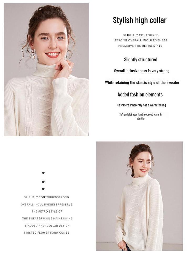 2025 Autumn/Winter Women's High Neck Cashmere Stripe Sweater