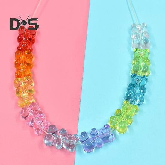 100 Pcs Colorful Bear Beads Clear Acrylic Colored Bear Beads Mini Bear Charms for Bracelet Necklace DIY Crafts Jewelry Making Supplies