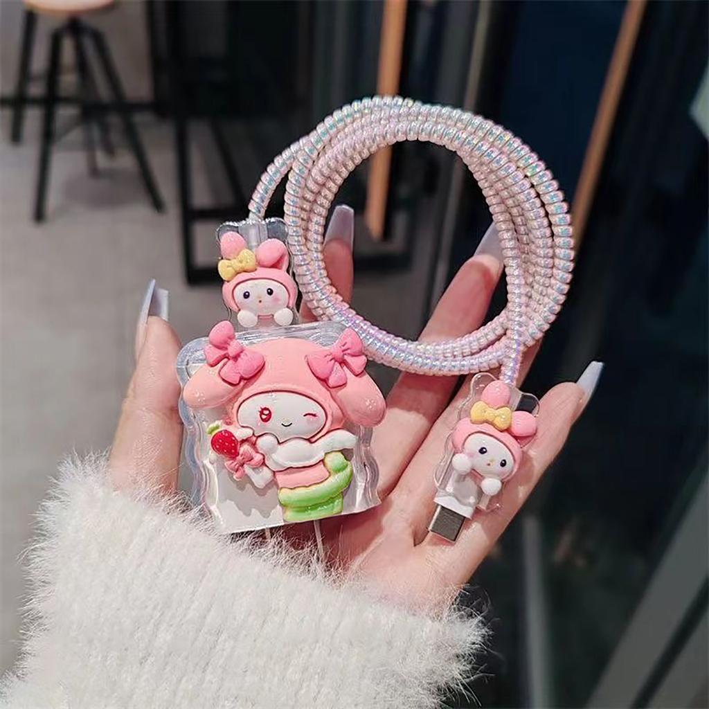 Мультяшная милая накладка на зарядное устройство для телефона Sanrio Для iPhone Для iPad Хелло Китти Почакко Чехол для адаптера питания с быстрой зарядкой