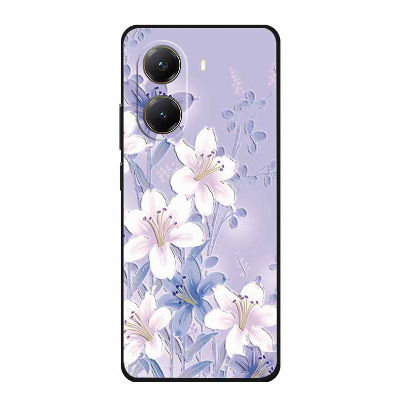 Чехол для Xiaomi POCO X7 Pro X7Pro 3D Рельефный Цветочный Черный Силиконовый Мягкий Задний Чехол-Крышка Для Redmi Turbo 4 Чехол Turbo4 Сумка
