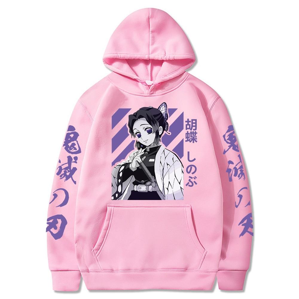 Толстовки с рисунком Demon Slayer Shinobu Kochou Kimetsu No Yaiba, толстовка с капюшоном в стиле аниме, весенний теплый пуловер, кофты, свободные топы в стиле Харадзюку