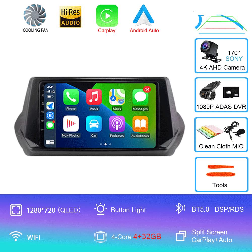 Автомобильное радио Android 14 Carplay Auto для Peugeot 2008 II 2 2019 2020 2021 GPS мультимедийный плеер стерео 360 камера видео 4G+WiFi DSP
