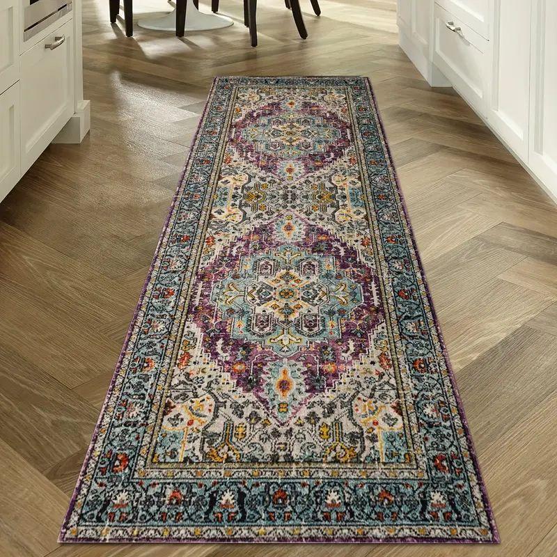 Washable Hallway Runner Rug for Home Decor Vintage Long Kitchen Carpets with Non Slip Backing Rug for Living Room Bedroom