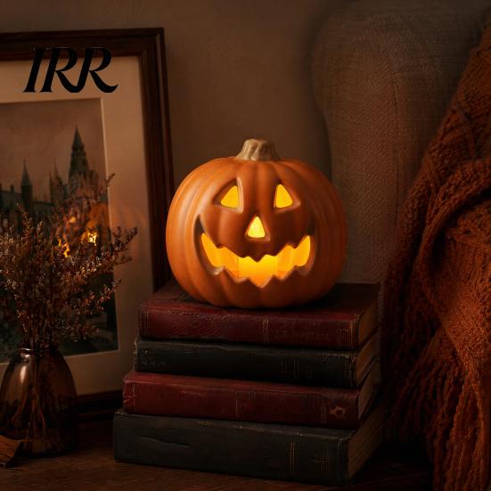 Pumpkin Lantern for Holiday Halloween LED Lantern, Scary Face Glowing Plastic Party Lighting Lamp, Battery Operated Table Ornament Home Decor Creative
