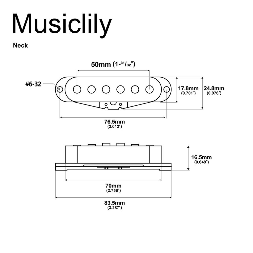 Musiclily Pro Смещенные Однокатушечные Звукосниматели Alnico 5, Звукосниматель для Грифа для Электрогитары Stratocaster, Черный ST-60S