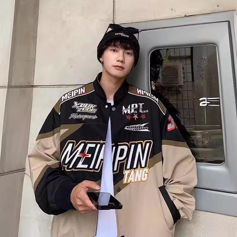 Мужская бейсбольная куртка в стиле американских уличных гонок на весну и осень — модная, элегантная, свободная мотоциклетная куртка