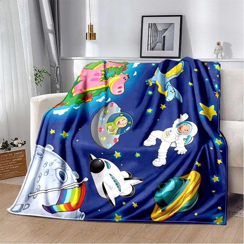 Фланелевое одеяло с 3D принтом космических животных, универсальное праздничное подарочное одеяло, теплые и мягкие одеяла на все сезоны